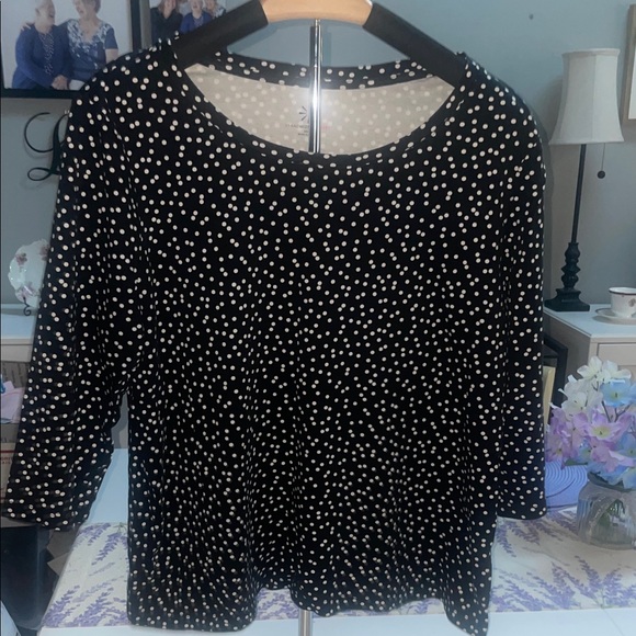 Gently loved.💜Issac Mizrahi Black and White Polka Dot Women's Top - Picture 1 of 5
